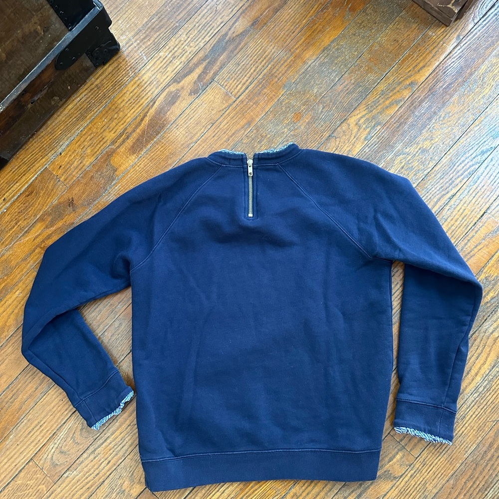 J. Crew Navy Blue Sweatshirt with Ruffle Trim - Picture 3 of 4